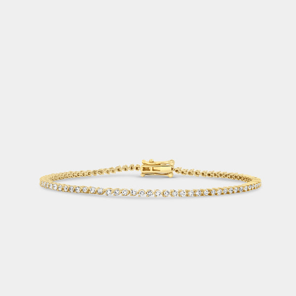 Gilded 1 Carat Lab-Grown Diamond Round-Shaped Three-Prong Tennis Bracelet