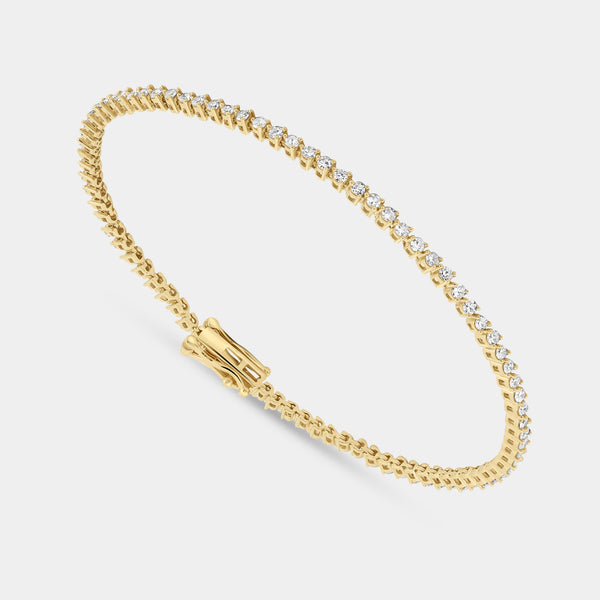 Gilded 1 Carat Lab-Grown Diamond Round-Shaped Three-Prong Tennis Bracelet
