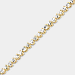 Gilded 1 Carat Lab-Grown Diamond Round-Shaped Three-Prong Tennis Bracelet