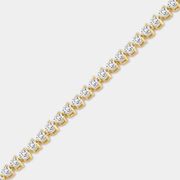 Gilded 1 Carat Lab-Grown Diamond Round-Shaped Three-Prong Tennis Bracelet