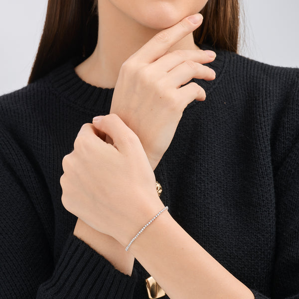 Gilded 1 Carat Lab-Grown Diamond Round-Shaped Three-Prong Tennis Bracelet