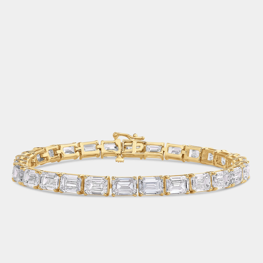 Gilded 21 Carat Lab-Grown Diamond Emerald-Cut Tennis Bracelet