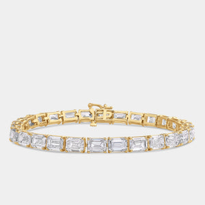 Gilded 21 Carat Lab-Grown Diamond Emerald-Cut Tennis Bracelet