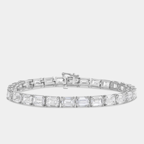 Gilded 21 Carat Lab-Grown Diamond Emerald-Cut Tennis Bracelet