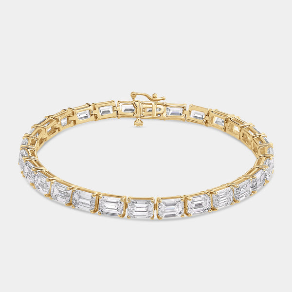 Gilded 21 Carat Lab-Grown Diamond Emerald-Cut Tennis Bracelet