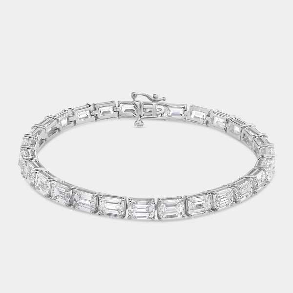 Gilded 21 Carat Lab-Grown Diamond Emerald-Cut Tennis Bracelet
