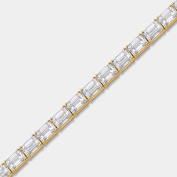 Gilded 21 Carat Lab-Grown Diamond Emerald-Cut Tennis Bracelet