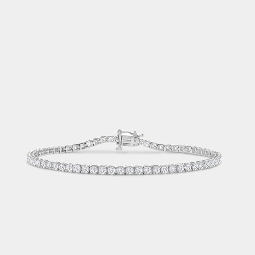 Gilded 3 Carat Lab-Grown Diamond Round-Shaped Classic Tennis Bracelet