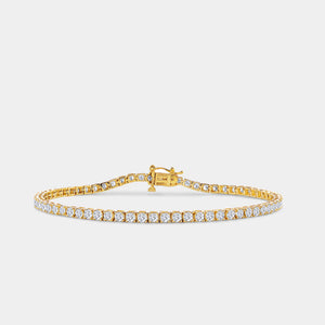Gilded 3 Carat Lab-Grown Diamond Round-Shaped Classic Tennis Bracelet