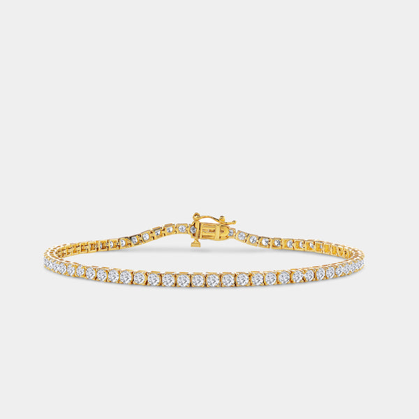 Gilded 3 Carat Lab-Grown Diamond Round-Shaped Classic Tennis Bracelet