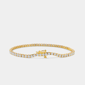 Gilded 3 Carat Lab-Grown Diamond Round-Shaped Classic Tennis Bracelet