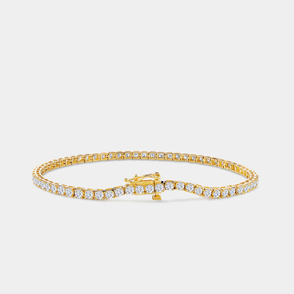 Gilded 3 Carat Lab-Grown Diamond Round-Shaped Classic Tennis Bracelet