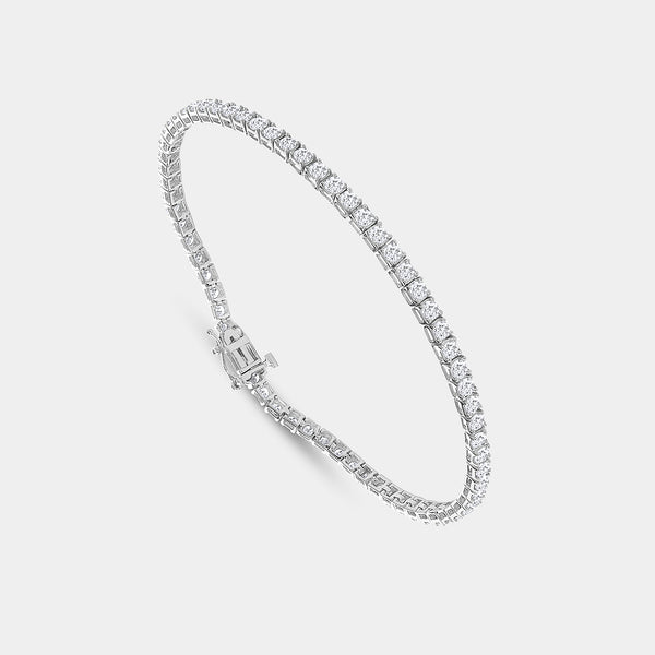 Gilded 3 Carat Lab-Grown Diamond Round-Shaped Classic Tennis Bracelet