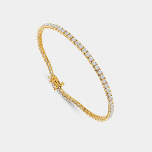 Gilded 3 Carat Lab-Grown Diamond Round-Shaped Classic Tennis Bracelet