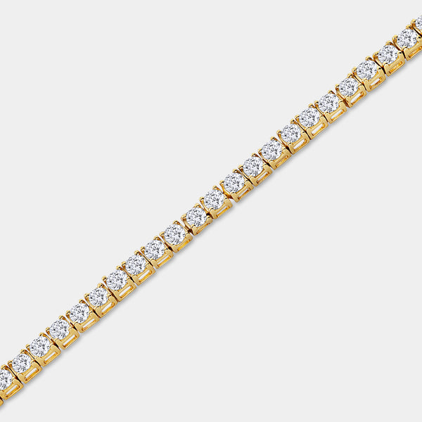 Gilded 3 Carat Lab-Grown Diamond Round-Shaped Classic Tennis Bracelet