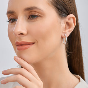 Gilded 2 Carat Lab-Grown Diamond Round-Shaped, Inside-Out, Shared-Prong Hoops