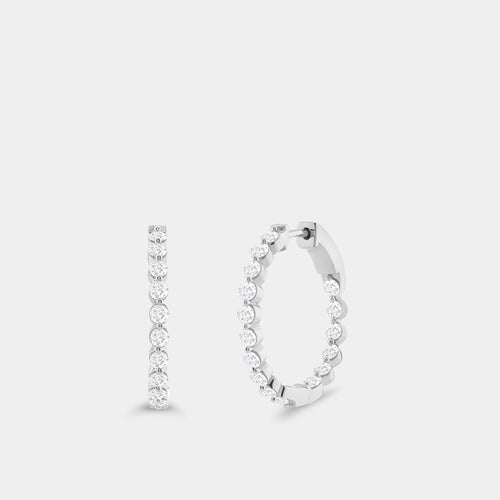Gilded 2 Carat Lab-Grown Diamond Round-Shaped, Inside-Out, Shared-Prong Hoops