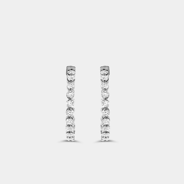 Gilded 3 Carat Lab-Grown Diamond Round-Shaped, Inside-Out, Shared-Prong Hoops