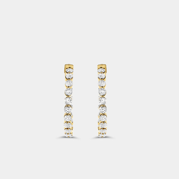 3 Carat Lab-Grown Diamond Round-Shaped, Inside-Out, Shared-Prong Hoops — GILDED New York