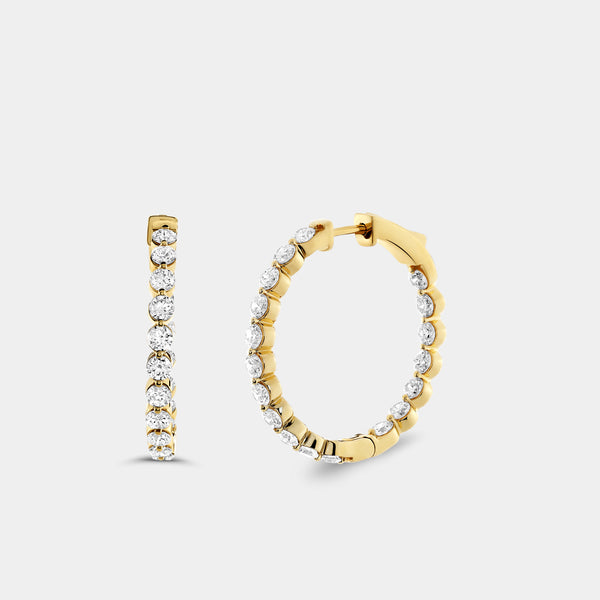 3 Carat Lab-Grown Diamond Round-Shaped, Inside-Out, Shared-Prong Hoops — GILDED New York
