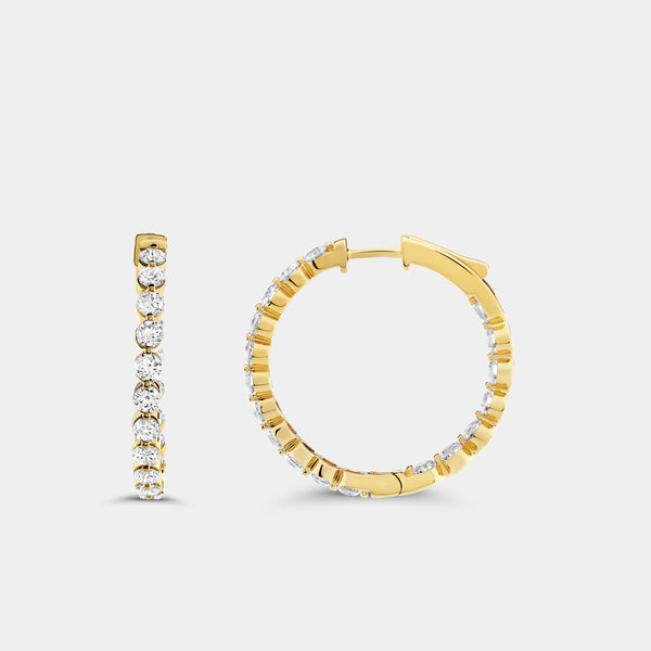 3 Carat Lab-Grown Diamond Round-Shaped, Inside-Out, Shared-Prong Hoops — GILDED New York