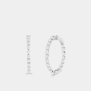 Gilded 4 Carat Lab-Grown Diamond Round-Shaped, Inside-Out, Shared-Prong Hoops