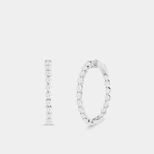 Gilded 4 Carat Lab-Grown Diamond Round-Shaped, Inside-Out, Shared-Prong Hoops