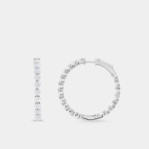 Gilded 4 Carat Lab-Grown Diamond Round-Shaped, Inside-Out, Shared-Prong Hoops