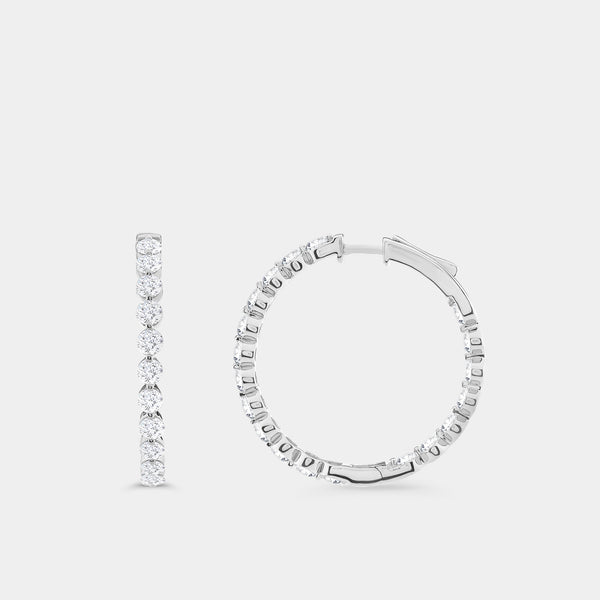Gilded 4 Carat Lab-Grown Diamond Round-Shaped, Inside-Out, Shared-Prong Hoops