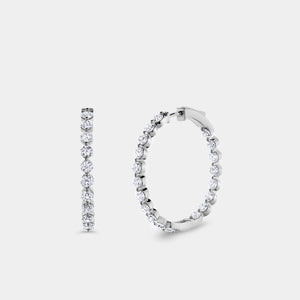 Gilded 5 Carat Lab-Grown Diamond Round-Shaped, Inside-Out, Shared-Prong Hoops