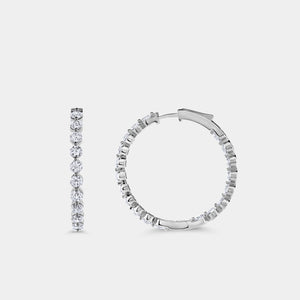 Gilded 5 Carat Lab-Grown Diamond Round-Shaped, Inside-Out, Shared-Prong Hoops