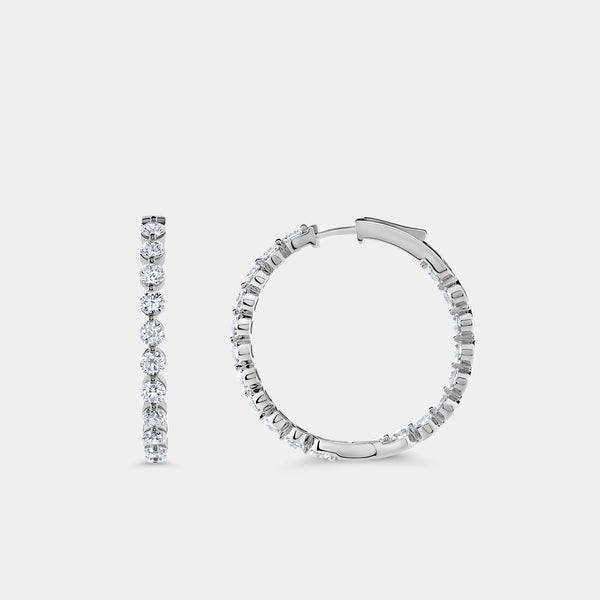 5 Carat Lab-Grown Diamond Round-Shaped, Inside-Out, Shared-Prong Hoops — GILDED New York