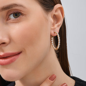 Gilded 5 Carat Lab-Grown Diamond Round-Shaped, Inside-Out, Shared-Prong Hoops