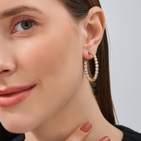 5 Carat Lab-Grown Diamond Round-Shaped, Inside-Out, Shared-Prong Hoops — GILDED New York