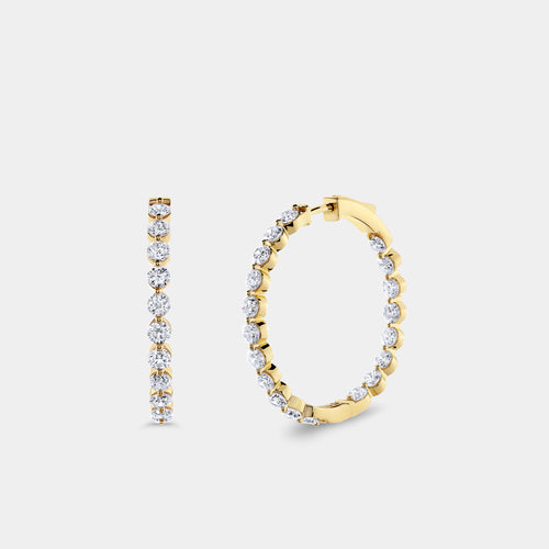 Gilded 5 Carat Lab-Grown Diamond Round-Shaped, Inside-Out, Shared-Prong Hoops