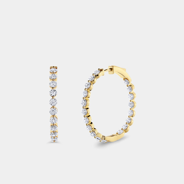 5 Carat Lab-Grown Diamond Round-Shaped, Inside-Out, Shared-Prong Hoops — GILDED New York