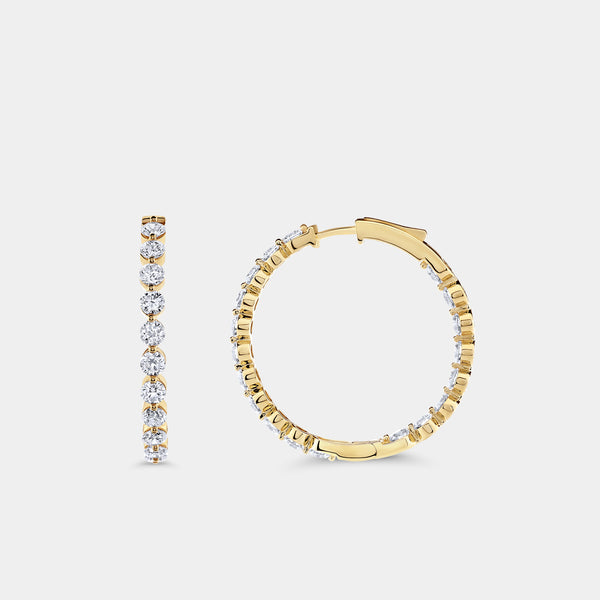 5 Carat Lab-Grown Diamond Round-Shaped, Inside-Out, Shared-Prong Hoops — GILDED New York