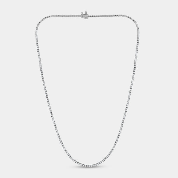 Gilded 3 Carat Lab-Grown Diamond Round-Shaped Straight Line Tennis Necklace