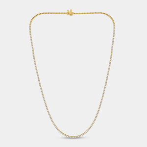Gilded 3 Carat Lab-Grown Diamond Round-Shaped Straight Line Tennis Necklace