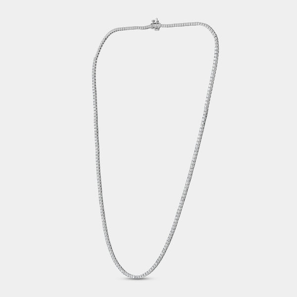 Gilded 3 Carat Lab-Grown Diamond Round-Shaped Straight Line Tennis Necklace
