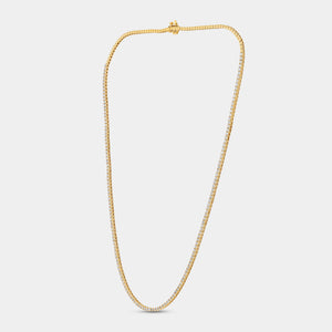 Gilded 3 Carat Lab-Grown Diamond Round-Shaped Straight Line Tennis Necklace