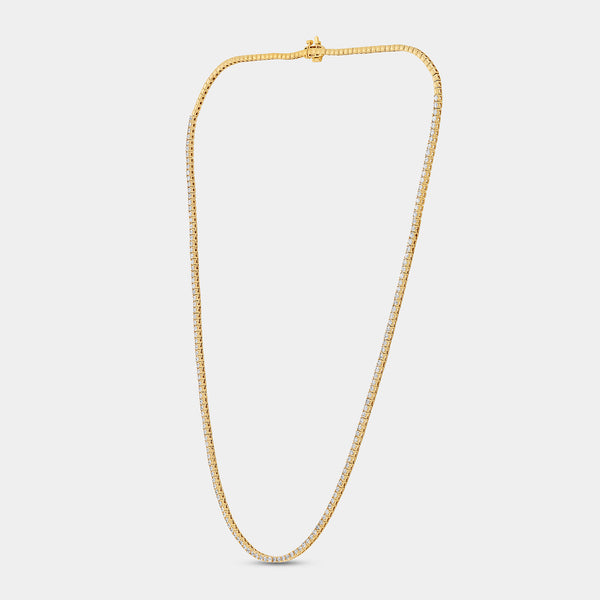 Gilded 3 Carat Lab-Grown Diamond Round-Shaped Straight Line Tennis Necklace