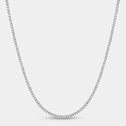 Gilded 3 Carat Lab-Grown Diamond Round-Shaped Straight Line Tennis Necklace