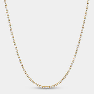 Gilded 3 Carat Lab-Grown Diamond Round-Shaped Straight Line Tennis Necklace