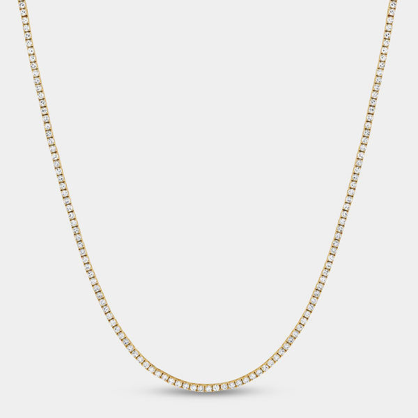 Gilded 3 Carat Lab-Grown Diamond Round-Shaped Straight Line Tennis Necklace
