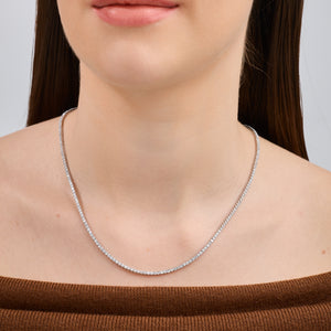 Gilded 4 Carat Lab-Grown Diamond Round-Shaped Straight Line Tennis Necklace