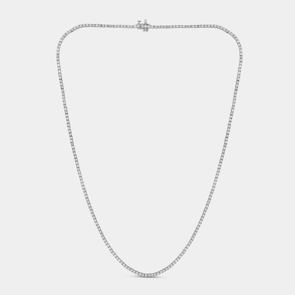 Gilded 4 Carat Lab-Grown Diamond Round-Shaped Straight Line Tennis Necklace