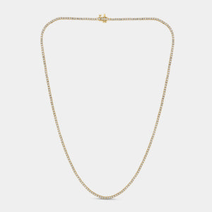 Gilded 4 Carat Lab-Grown Diamond Round-Shaped Straight Line Tennis Necklace