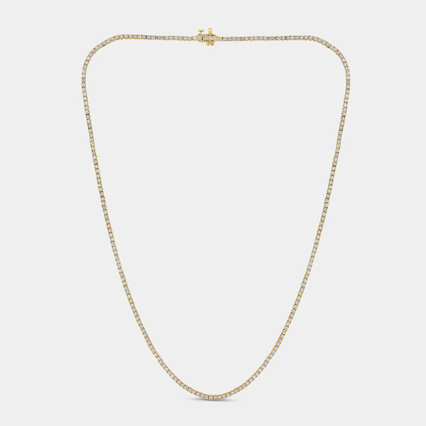 Gilded 4 Carat Lab-Grown Diamond Round-Shaped Straight Line Tennis Necklace