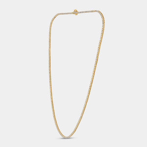 Gilded 4 Carat Lab-Grown Diamond Round-Shaped Straight Line Tennis Necklace